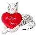 Óriás plüss tigris szívvel - fehér - 100cm