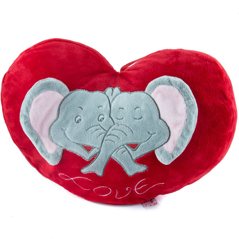 Elefántos, szív alakú plüss díszpárna - 38cm
