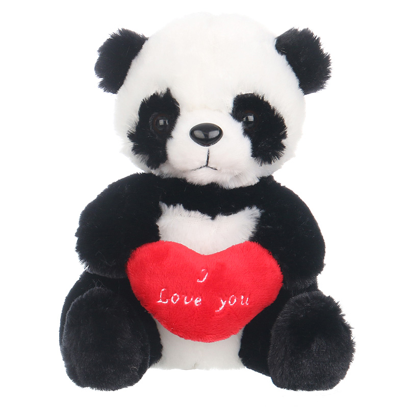 Panda maci szívvel - plüss panda - 18cm