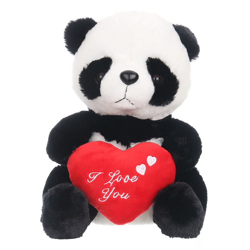 Panda maci szívvel - plüss panda - 25cm