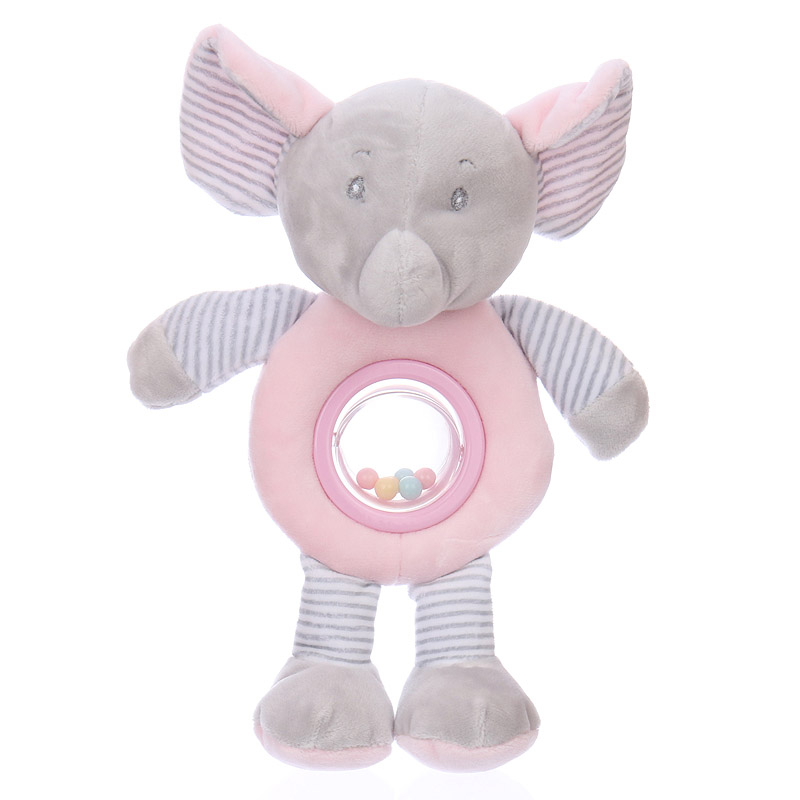 Baby plüss csörgő - rózsaszín elefánt - 24cm
